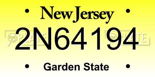 2N64194 New Jersey License Plate
