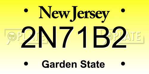 2N71B2 New Jersey License Plate