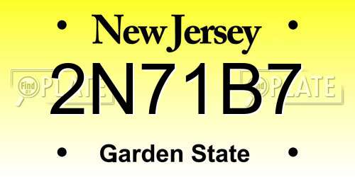 2N71B7 New Jersey License Plate