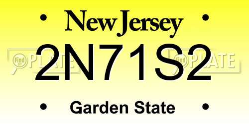 2N71S2 New Jersey License Plate