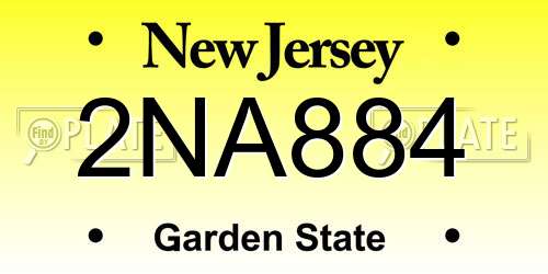 2NA884 New Jersey License Plate