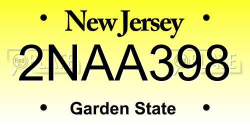2NAA398 New Jersey License Plate