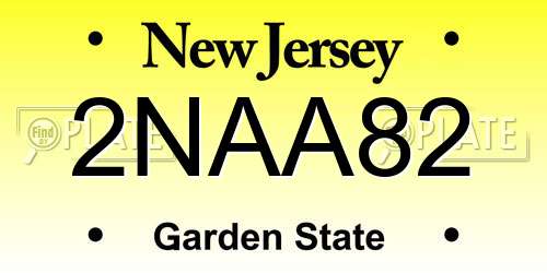 2NAA82 New Jersey License Plate