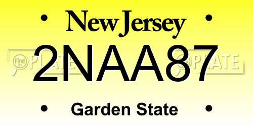 2NAA87 New Jersey License Plate