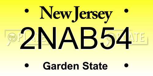 2NAB54 New Jersey License Plate