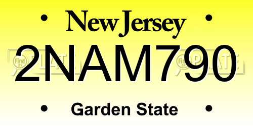 2NAM790 New Jersey License Plate