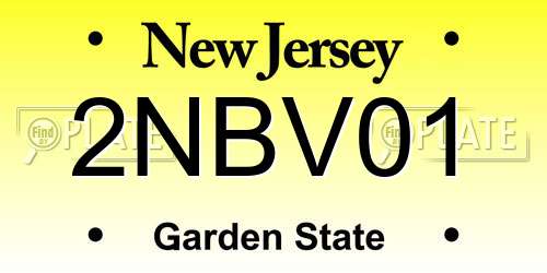 2NBV01 New Jersey License Plate