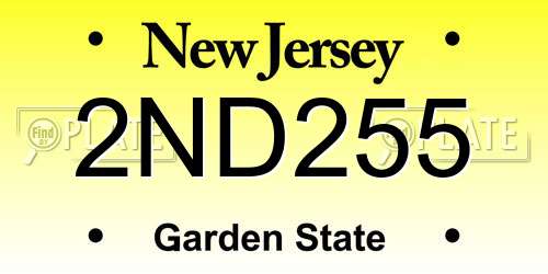 2ND255 New Jersey License Plate