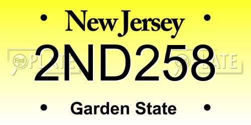 2ND258 New Jersey License Plate