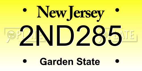 2ND285 New Jersey License Plate