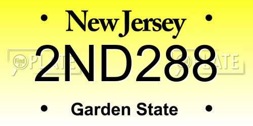 2ND288 New Jersey License Plate