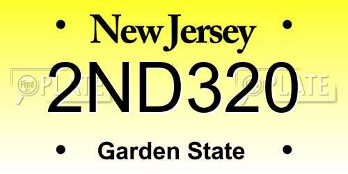 2ND320 New Jersey License Plate