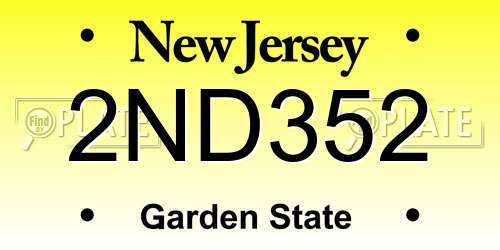 2ND352 New Jersey License Plate
