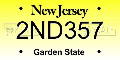 2ND357 New Jersey License Plate