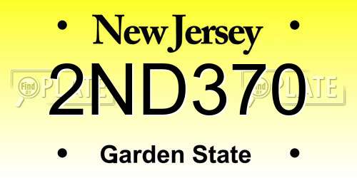 2ND370 New Jersey License Plate