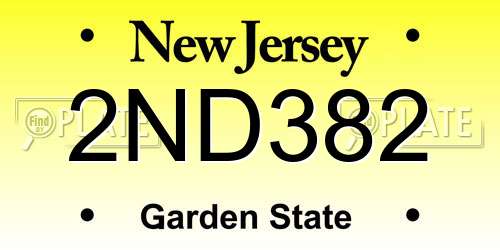 2ND382 New Jersey License Plate