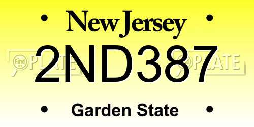 2ND387 New Jersey License Plate