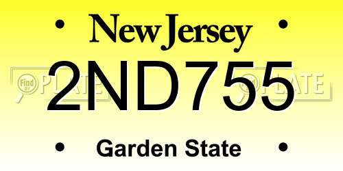 2ND755 New Jersey License Plate