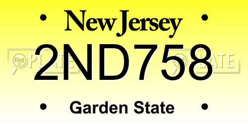 2ND758 New Jersey License Plate
