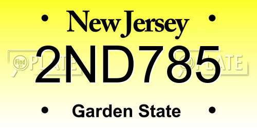 2ND785 New Jersey License Plate