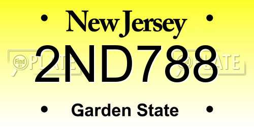 2ND788 New Jersey License Plate