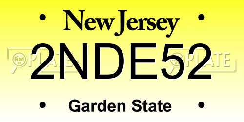 2NDE52 New Jersey License Plate