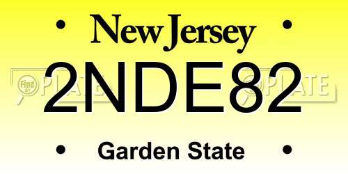 2NDE82 New Jersey License Plate