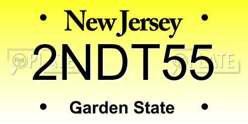 2NDT55 New Jersey License Plate