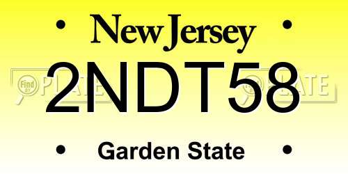 2NDT58 New Jersey License Plate