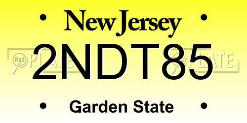 2NDT85 New Jersey License Plate