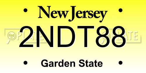 2NDT88 New Jersey License Plate