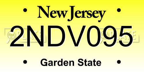 2NDV095 New Jersey License Plate