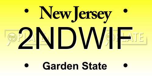 2NDWIF New Jersey License Plate