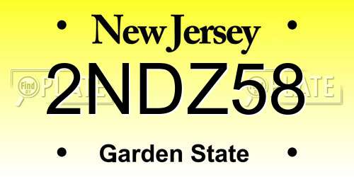 2NDZ58 New Jersey License Plate