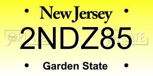2NDZ85 New Jersey License Plate