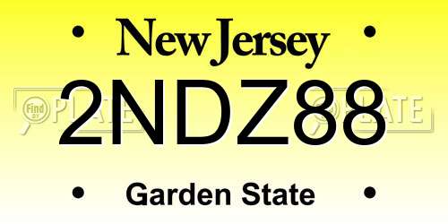 2NDZ88 New Jersey License Plate