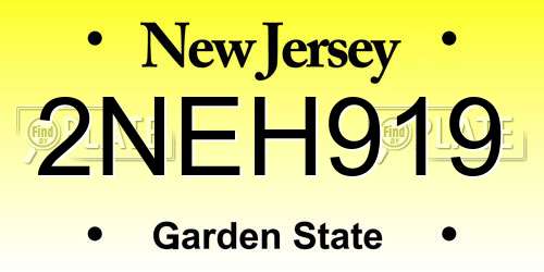 2NEH919 New Jersey License Plate