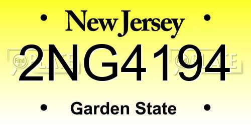 2NG4194 New Jersey License Plate