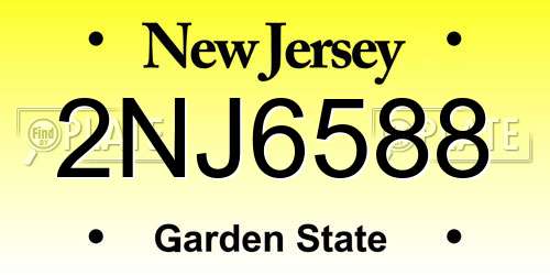 2NJ6588 New Jersey License Plate