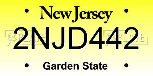 2NJD442 New Jersey License Plate
