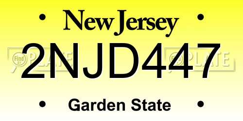 2NJD447 New Jersey License Plate