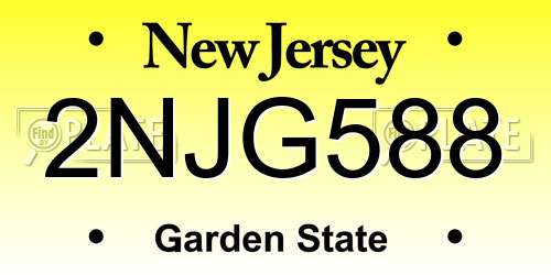 2NJG588 New Jersey License Plate