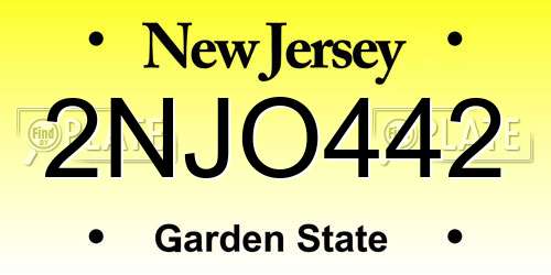 2NJO442 New Jersey License Plate