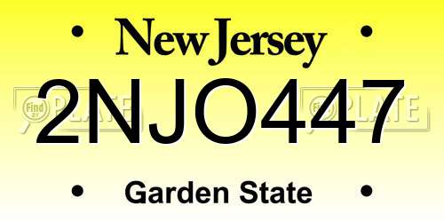 2NJO447 New Jersey License Plate