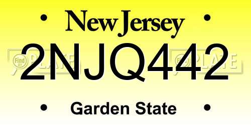 2NJQ442 New Jersey License Plate