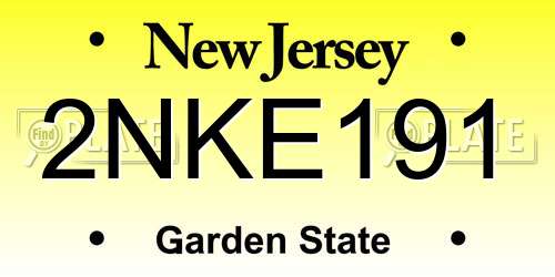2NKE191 New Jersey License Plate