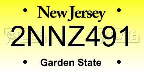 2NNZ491 New Jersey License Plate