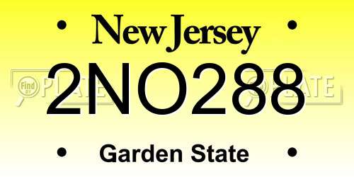 2NO288 New Jersey License Plate