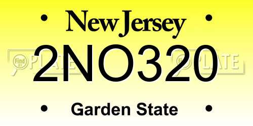 2NO320 New Jersey License Plate
