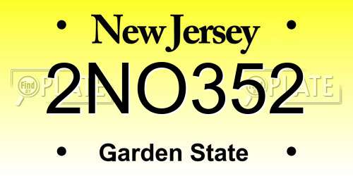 2NO352 New Jersey License Plate